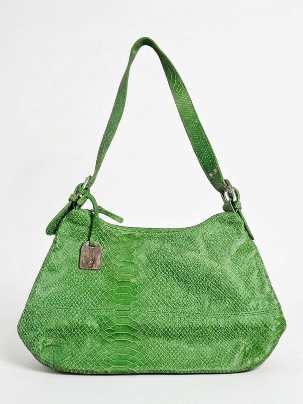 Tignanello Lime Green Snakeskin Print Shoulder Bag